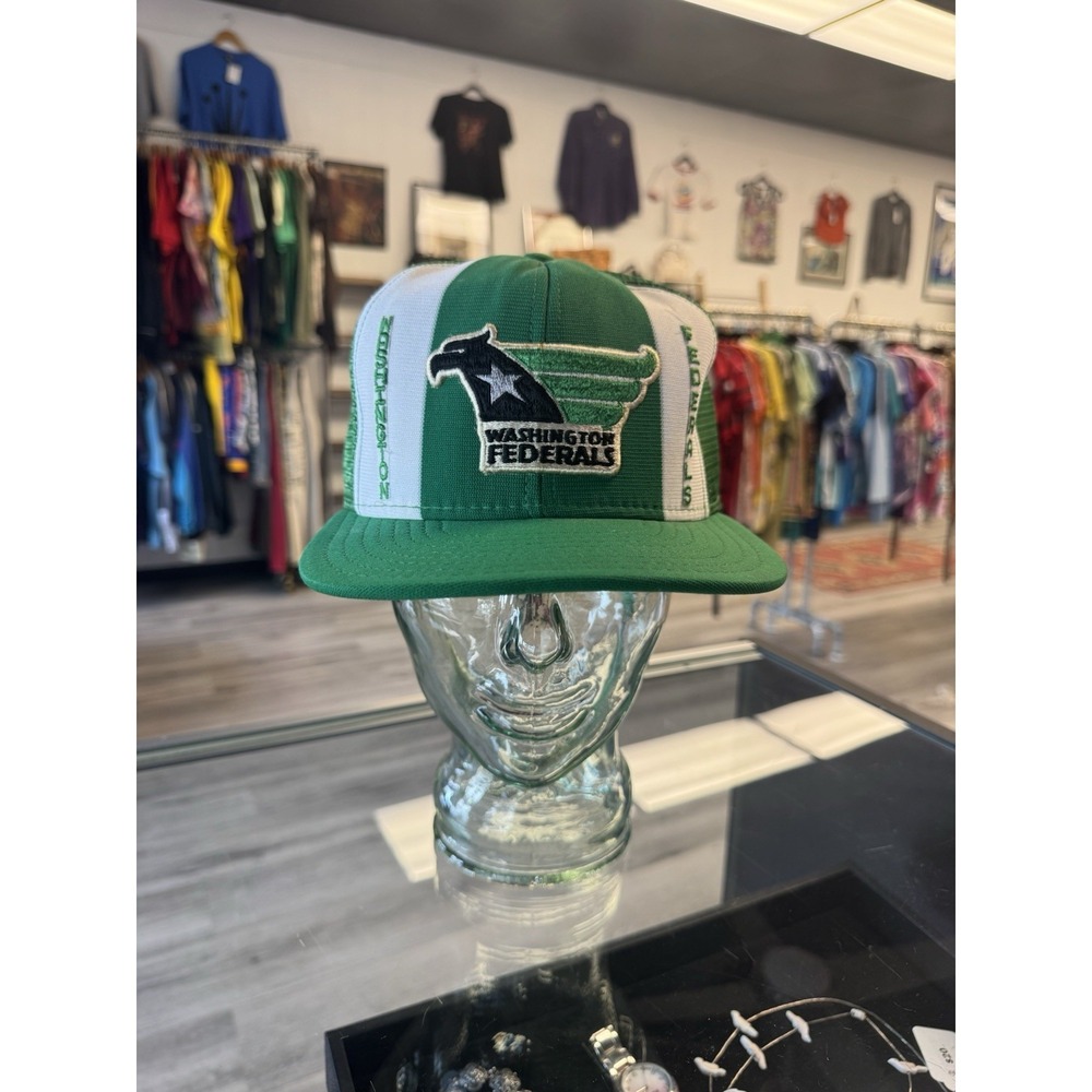 Vintage 1980s Lucky Stripes Washington Federals Mesh Back Snapback Hat Size L